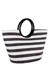 Straw Tote in Black & White