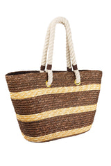 Straw Tote in Brown & Tan
