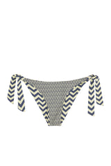 Tie Side Bottom in Reversible Yellow & Gray Print