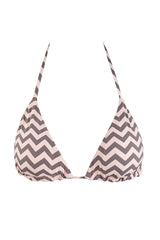 Triangle Top in Reversible Pink & Gray Print