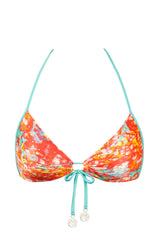 Push Up Top in Coral with Crystals