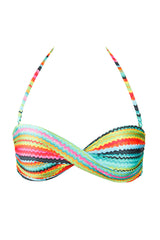 Twist Bandeau Top in Multicolor Stripes