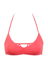 Zigzag Halter Top in Reversible Coral & Print