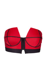 Zip Up Bandeau Bikini Top in Red