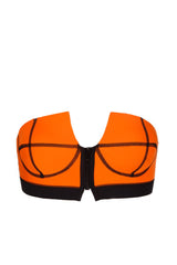 Zip Up Bandeau Bikini Top in Orange