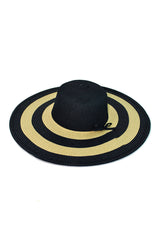 Striped Sun Hat in Black & Tan